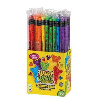 Wacky Whiffs Gummy Bear Pencils, Assorted, 72 Pack