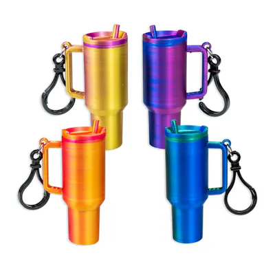 3D Printed Tumbler Lip Balm Holder Keychain, Assorted - 3.25"