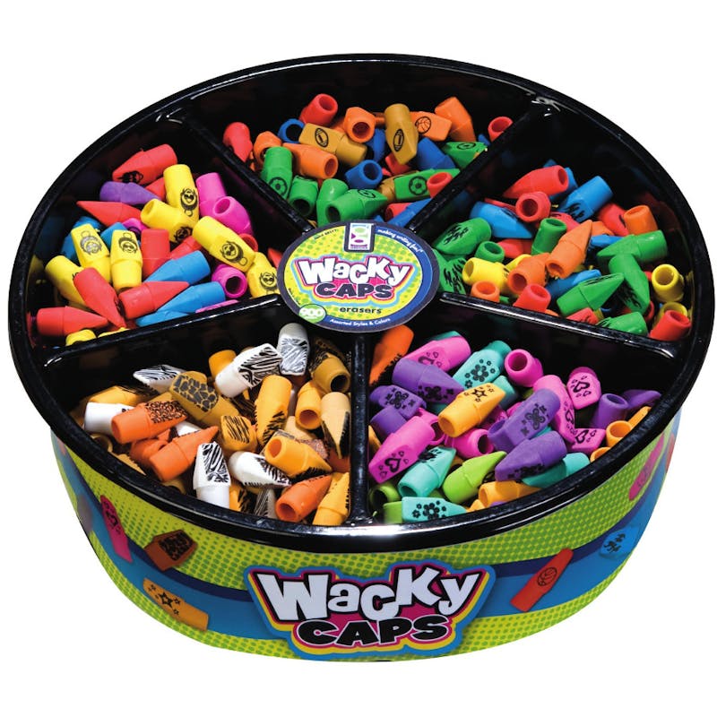 Erasers - 900 Count  Wacky Cap  Display Included