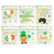 St. Patrick's Day Gel Cling Stickers, Six Assorted