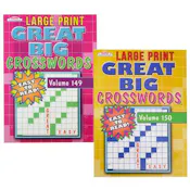 Crossword Puzzle Books - Assorted, 85 Pages, Large Print, Two Titles