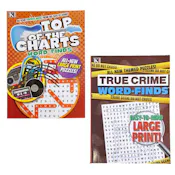 True Crime and Top of the Charts Word Find Books - Two Titles