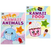 Cute Kawaii Food and Animals Coloring and Activity Books - 80 Pages