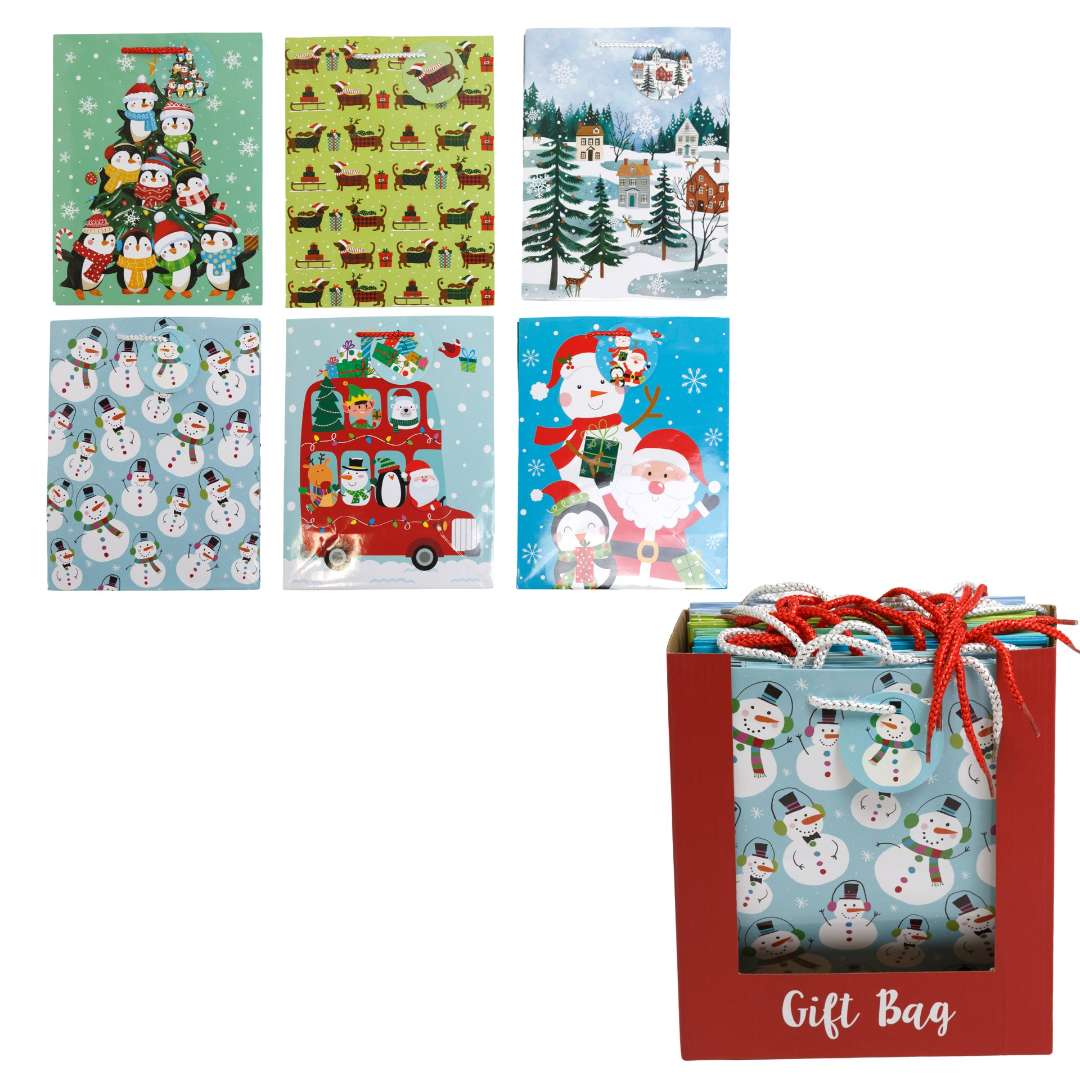 Christmas Gift Bags, 10" x 4" x 8" - Assorted