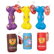 Vinyl Dog Toys - Bone & Can Shapes, Assorted Colors