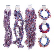 Tinsel Garlands - Patriotic, Assorted Styles