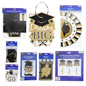 Graduation Party Decorations - Black, Gold & White, Assorted Designs
