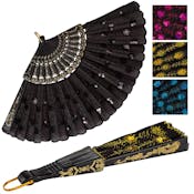 Folding Hand Fans - Assorted Colors, 9"