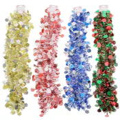 Christmas Tinsel Garland - 4 Colors, Snowflake Designs