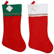 19" Felt Stockings - Braided Trim, Green/Red, White/Red