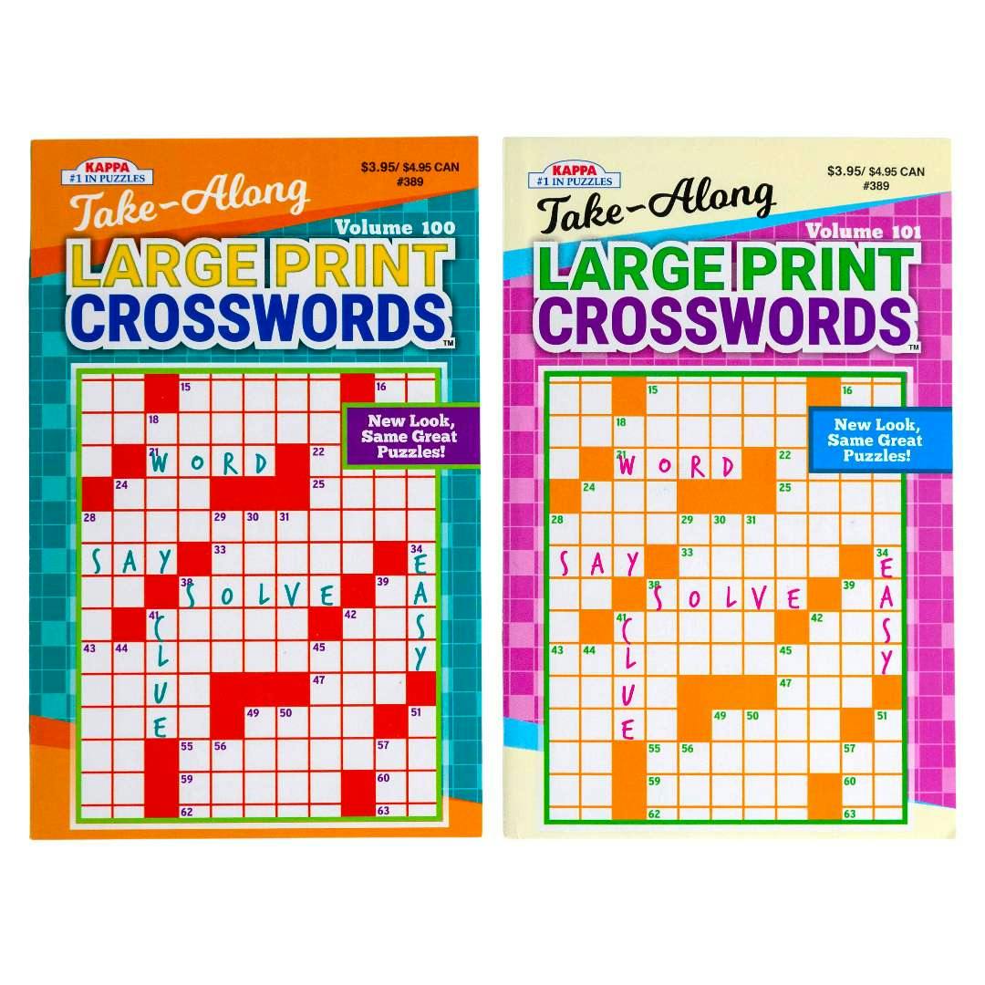 Crossword Puzzle Books - Large Print, 2 Volumes