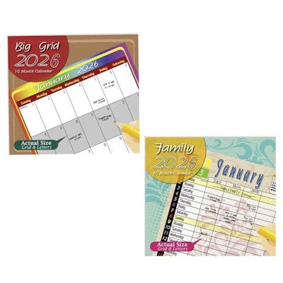 2026 Wall Calendars - 16-month, Assorted