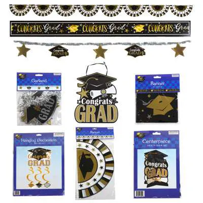Graduation Party Decor - 6 Assorted