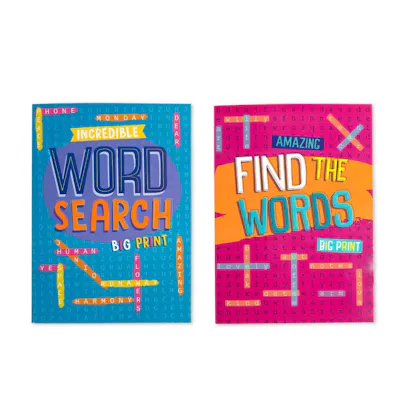 Large Print Word Search Books, 80 Pages - Two Titles