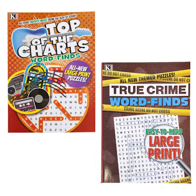 True Crime and Top of the Charts Word Find Books - Two Titles