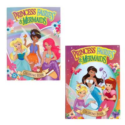 Princes, Fairies, and Mermaids Coloring Books - Two Titles