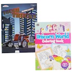 Tough Trucks and Unicorn World Coloring and Activity Books - 80 Pages image number null