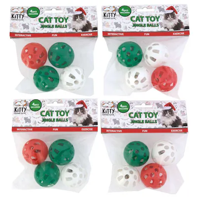 Christmas Jingle Cat Toys - Assorted Colors, 4 Pack