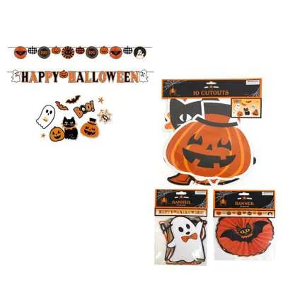 Halloween Banners and Paper Cutouts - Assorted