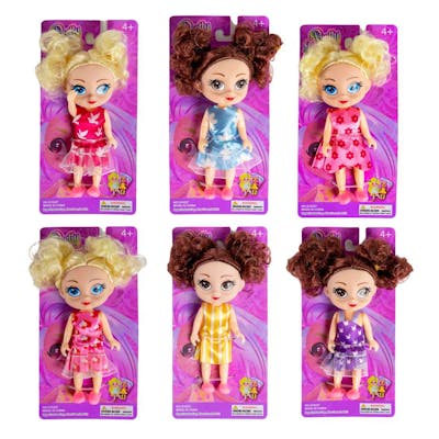 Dolls with Blond and Brunette Hair, 6 Assorted - 5"