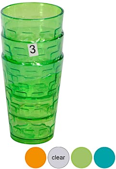 Elle Decor Acrylic 25 Ounce Plastic Water Tumblers, Set of 4 Drinking Cups,  Reusable, Shatterproof, and BPA-Free Beverage Drinking Glasses, Green