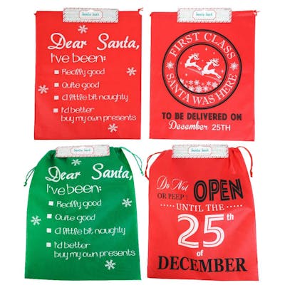 Santa Gift Sacks - 18" x 22.75", Red/Green