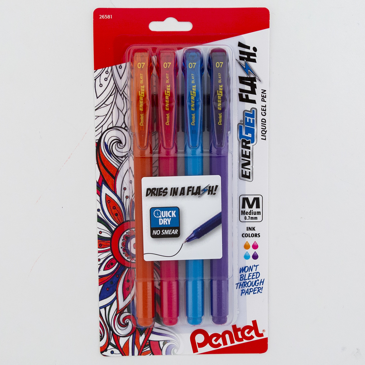 Wholesale Energel Flash Liquid Gel Pens Bright Colors 4 Pack