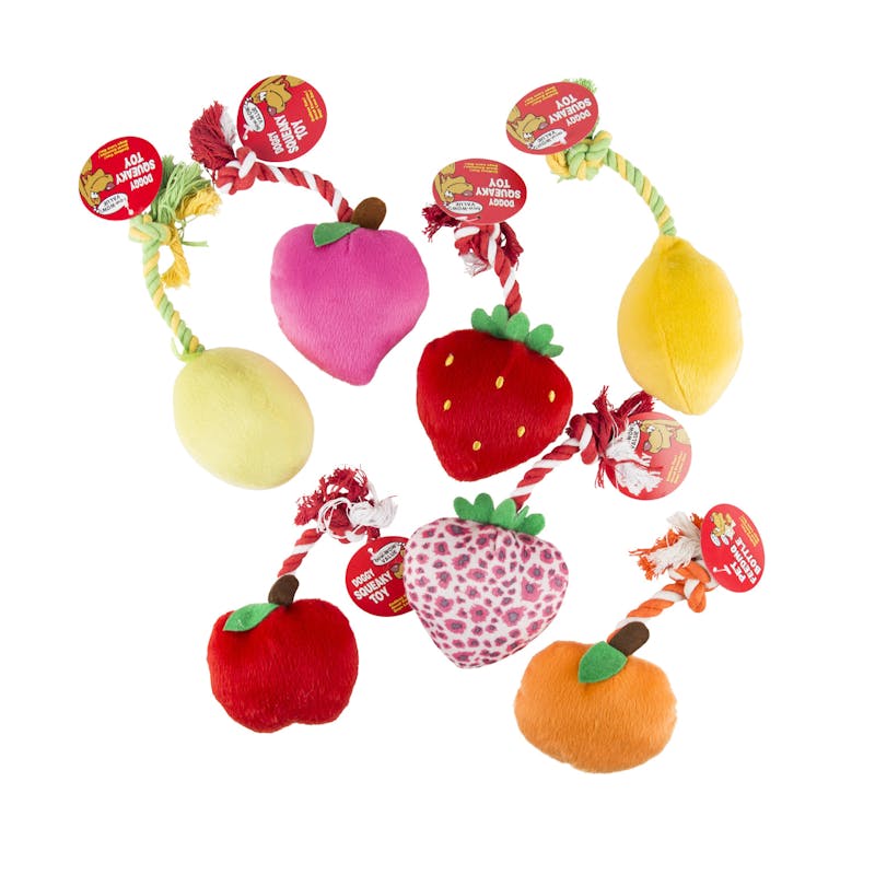 Fruit Shaped Rope & Squeaker Dog Toys - Assorted Styles
