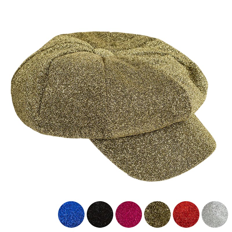 Disco Beret Hat W/Visor & Glitter Fabric - Assorted Colors