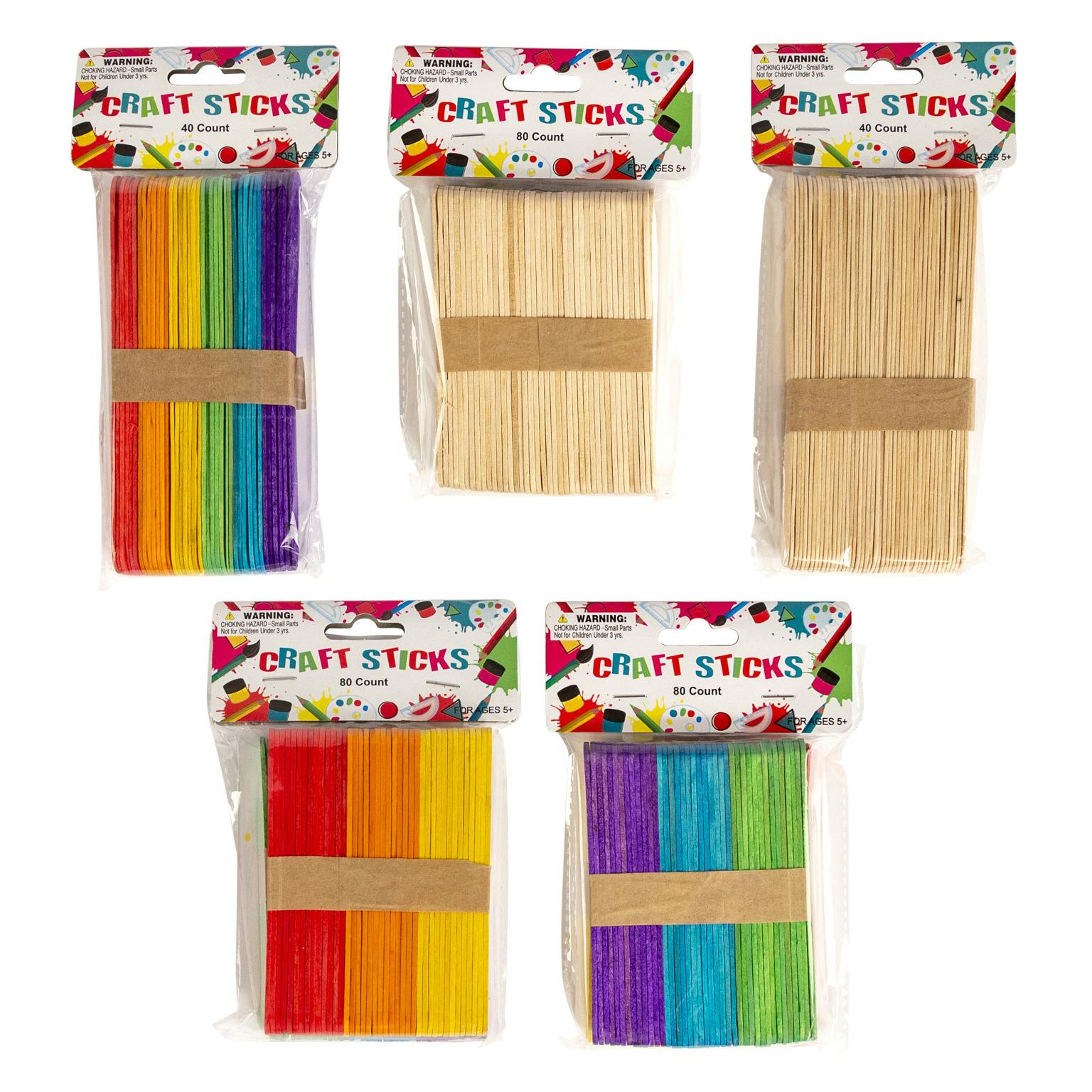 Wholesale 80/40 Count Wooden Craft Sticks Natural MultiColor (SKU