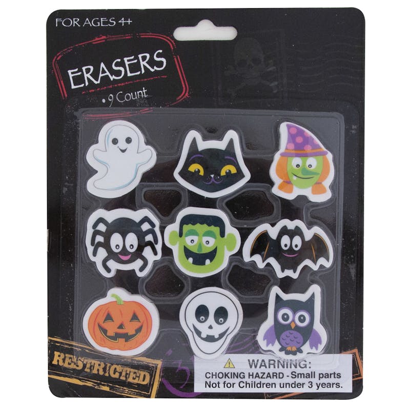 9 Count Halloween Erasers