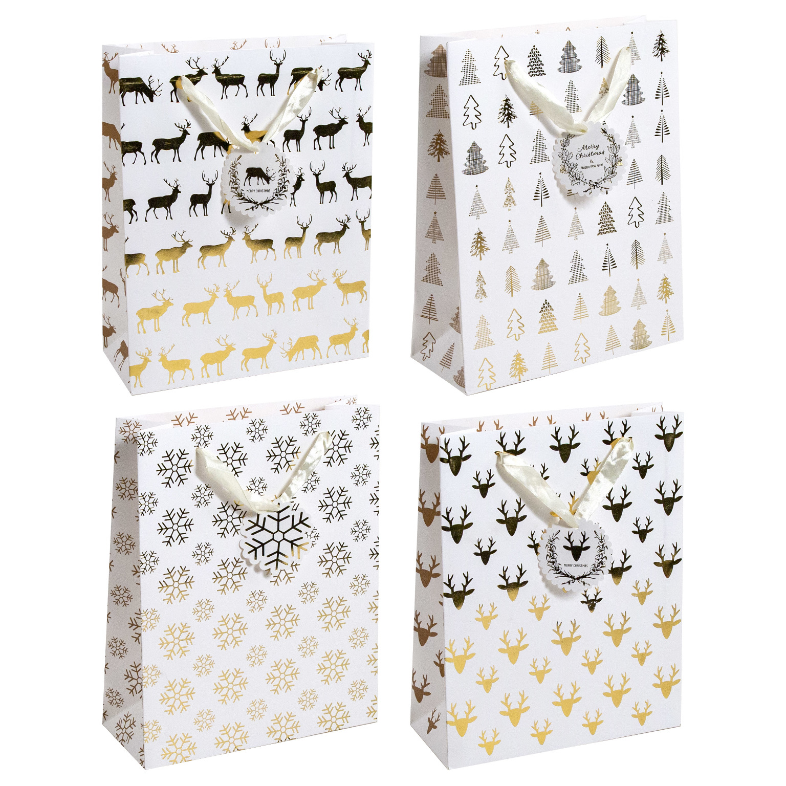 Wholesale Large Gold Foil Gift Bag 10" x 12" Assorted
