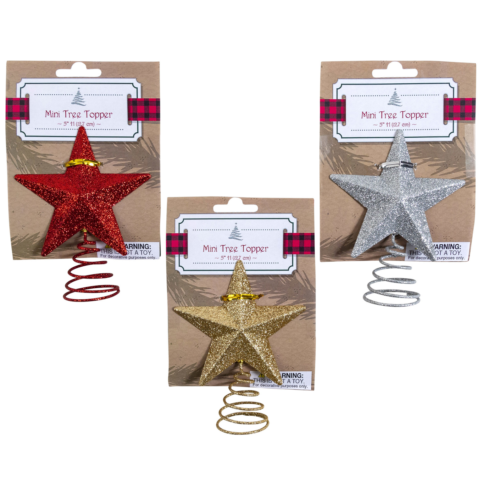 Wholesale 5" Mini Tree Topper Gold/Silver/Red DollarDays