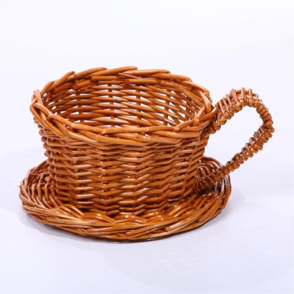 Tea Cup Shaped Wicker Gift Hampers Flower Pot Home Decoration Christmas Gift 