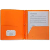 2 Pocket Poly Folders - 3 Prong, Orange