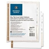 Index Dividers - 5 Count, White Stock, Large Clear Tabs