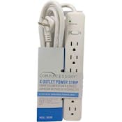 6 Outlet Power Strips - Built-in Circuit Breaker, 6' Cord, Gray