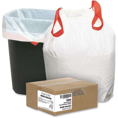 13 Gallon Garbage Bags Drawstring Black 1 2 MIL 24x31 200 Bags