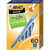 Bic Round Stick Ballpoint Pens - Med. Pt., Blue Ink