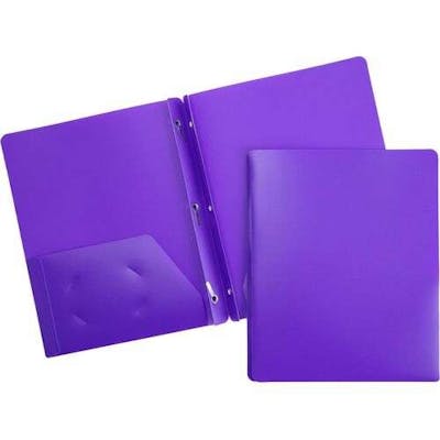 2 Pocket Poly Folders - 3 Prong, Purple
