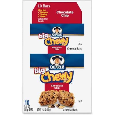 Chewy Big Granola Bars - Chocolate Chip, 1.48 oz, 10 Pack