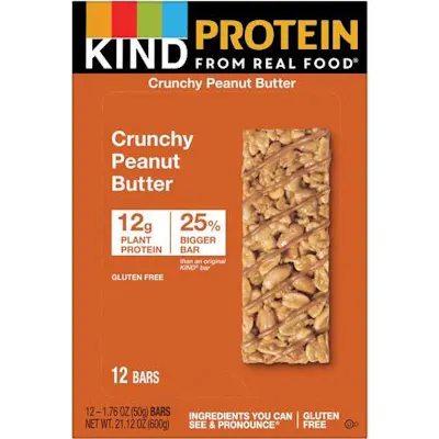 KIND Protein Bars - Crunchy Peanut Butter, 1.76 oz, 12 Pack