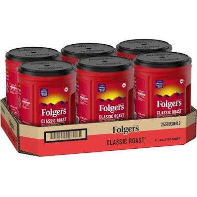 Folgers Ground Canister Classic Roast Coffee - 6, 40.3 oz cans