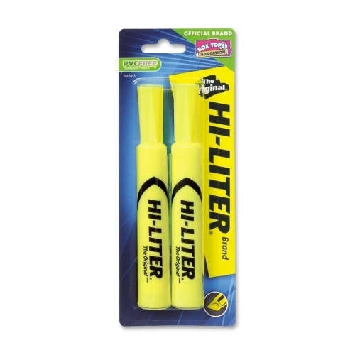 Wholesale Yellow Highlighters 2 Count, Fluorescent, Chisel Tip