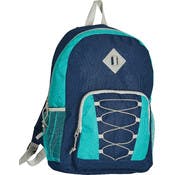 17" Classic Bungee Backpacks - Navy/Turquoise