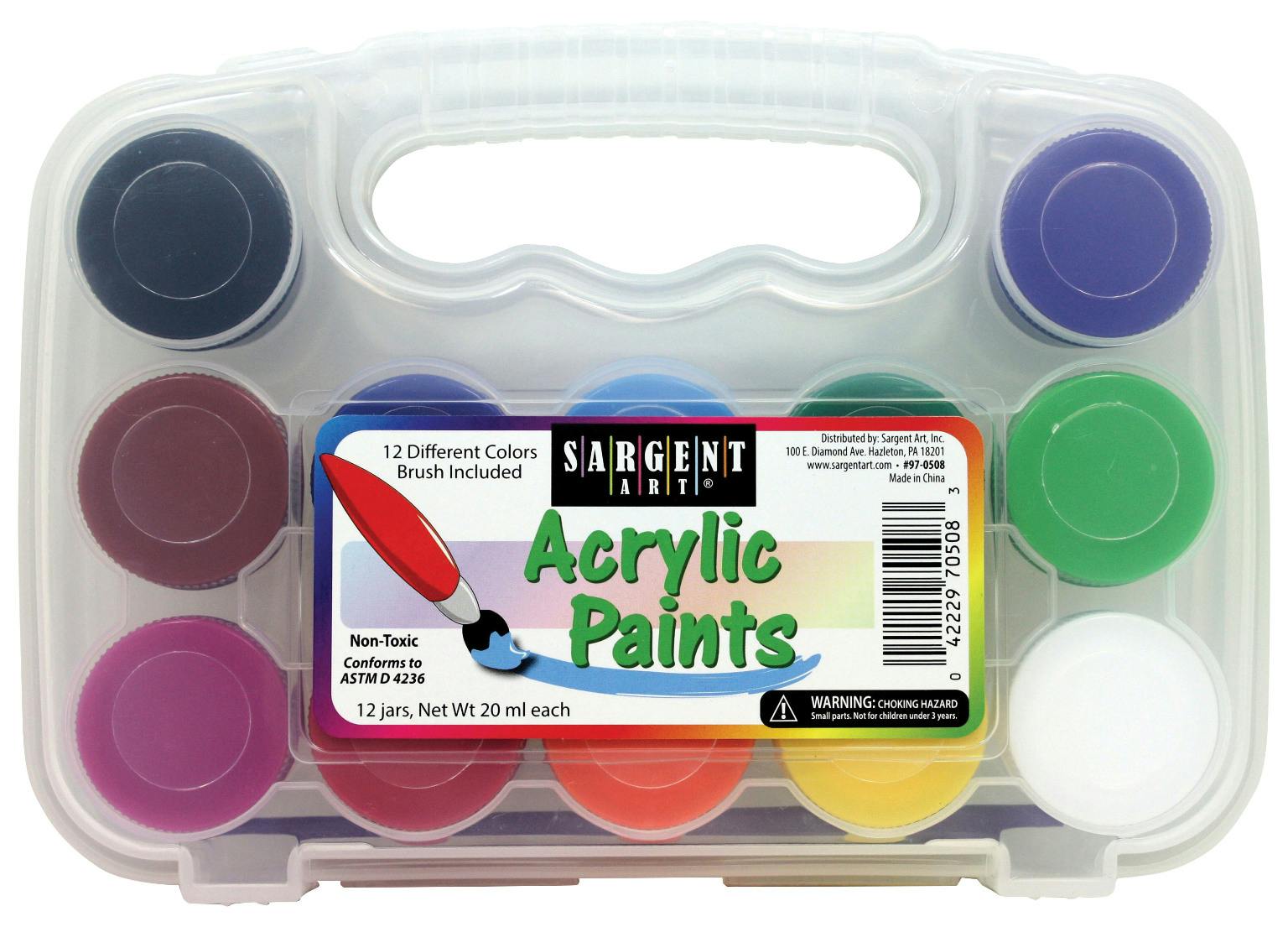Wholesale 12ct Hard Case Acrylic Paint Set (SKU 2323428) DollarDays