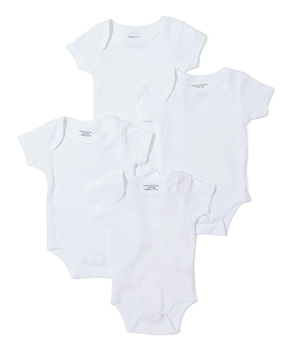 Wholesale Baby 4 Pk Short Sleeve Onesies White 012m (SKU 2324745