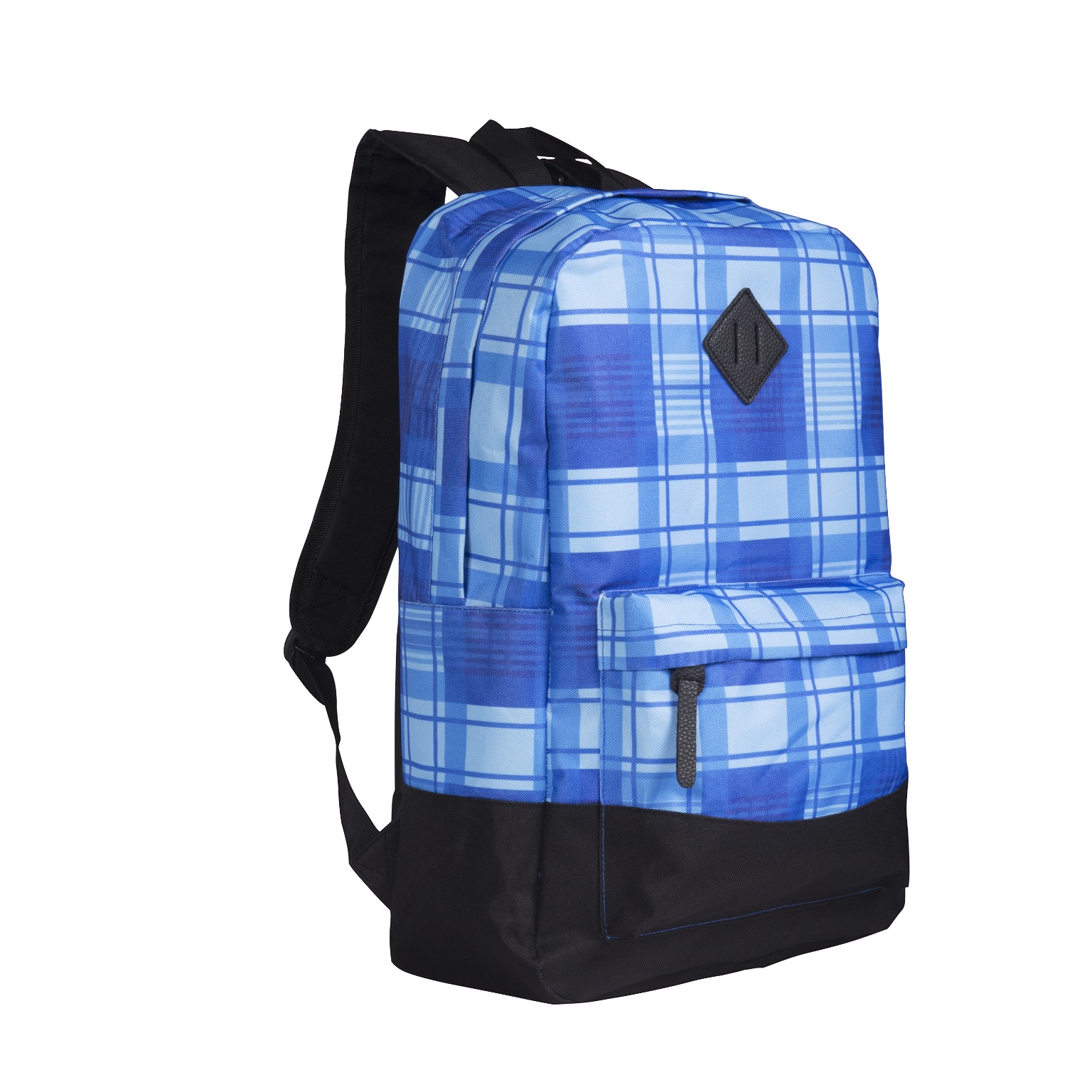 blue plaid backpack