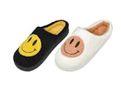 Ladies' Smiley Face Slippers, Assorted, Small-XL