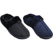 Men's Classic Fur Slippers - Black & Navy